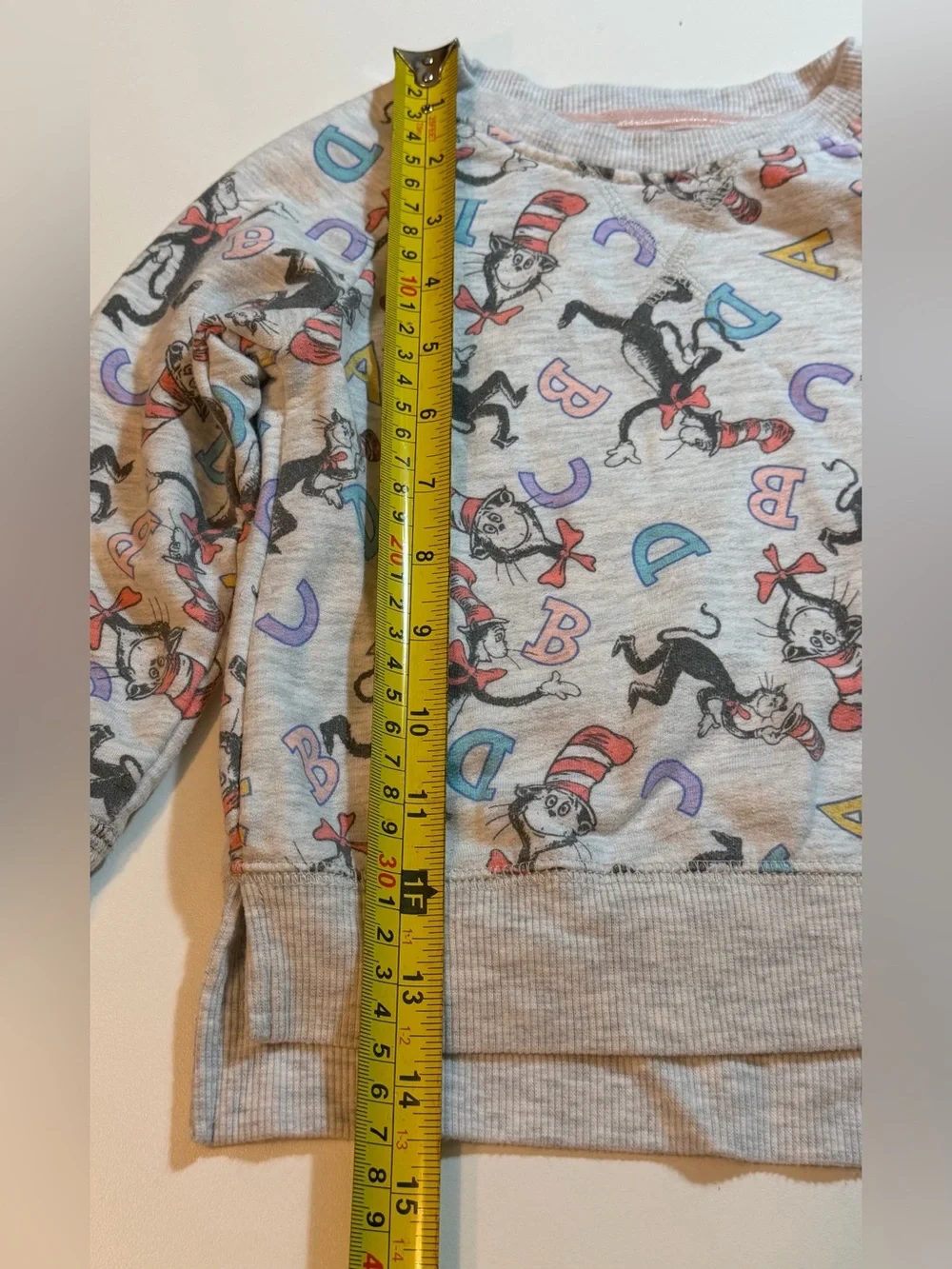 Dr. Seuss Cat in the Hat ABC Toddler Crewneck Sweatshirt Light Gray Heather 2T